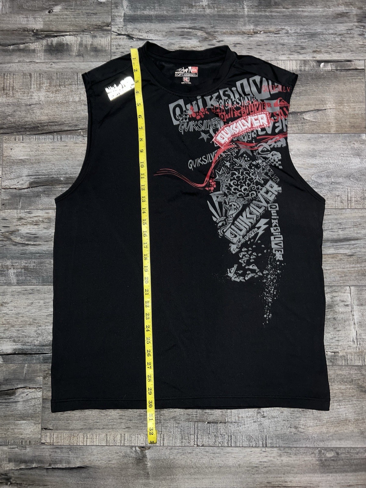Quiksilver Graphic Logo Print T-Shirt Black Men's XL Sleeveless Crew Neck gallery