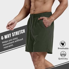 3 Pack Men’s Athletic Running Shorts 5 Large, Black,dark Gray,army Green