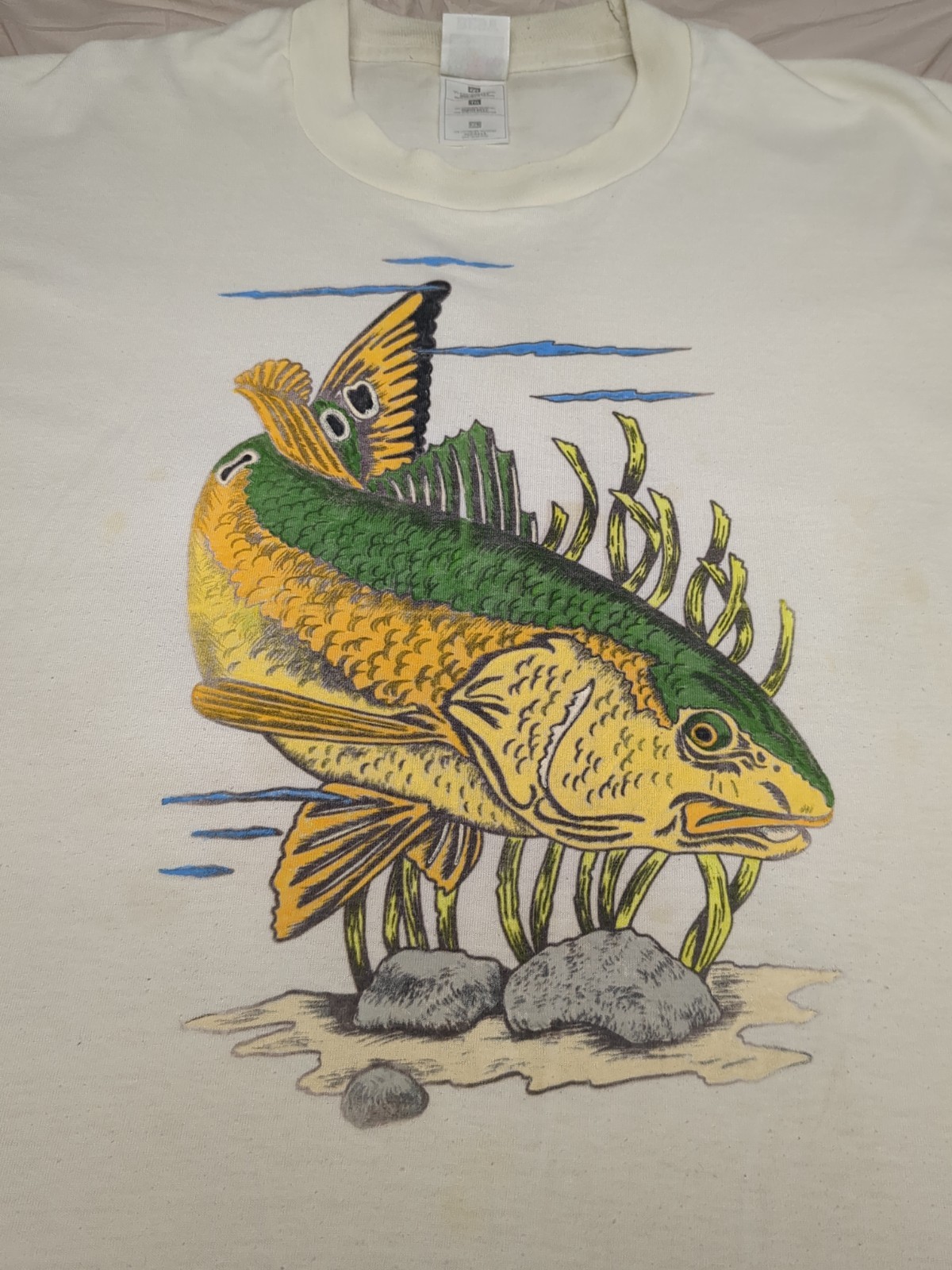 Vintage 90s Human-I-Tees Nature Trout Fish Wildlife Graphic Tee XL gallery