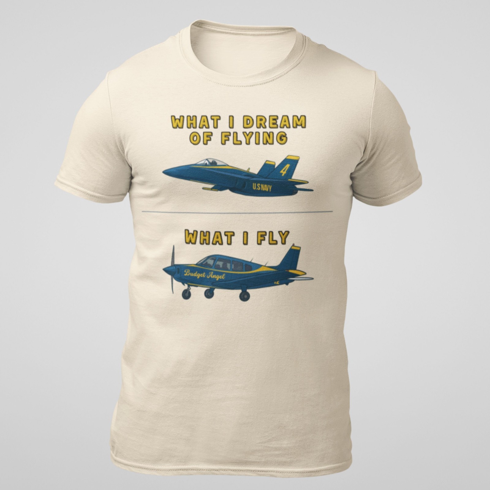 Budget Angel (Piper PA-28) Funny Aviation T-Shirt - The FlyGags Parody collectio gallery
