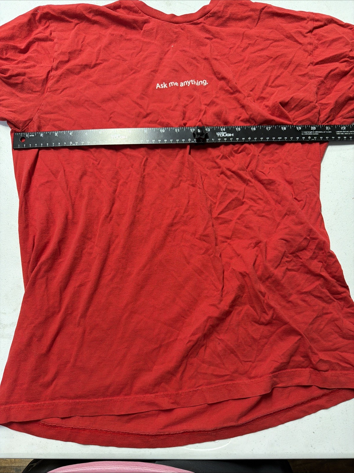Apple Mens XL Red Apple Logo Crewneck Tee Solid Ask Me Anything gallery