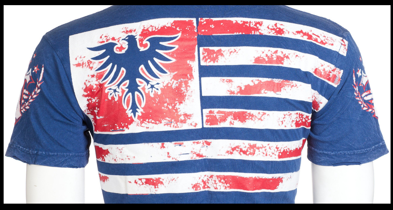 ARCHAIC by AFFLICTION American Flag CROSSED DEATH Short Sleeve Slim Fit T-shirt gallery