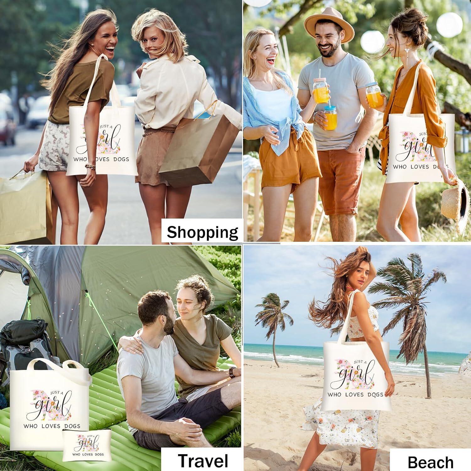 Dog Lover Gifts Canvas Tote Bag – Cute Dog Mom Reusable Grocery Bag for Women gallery