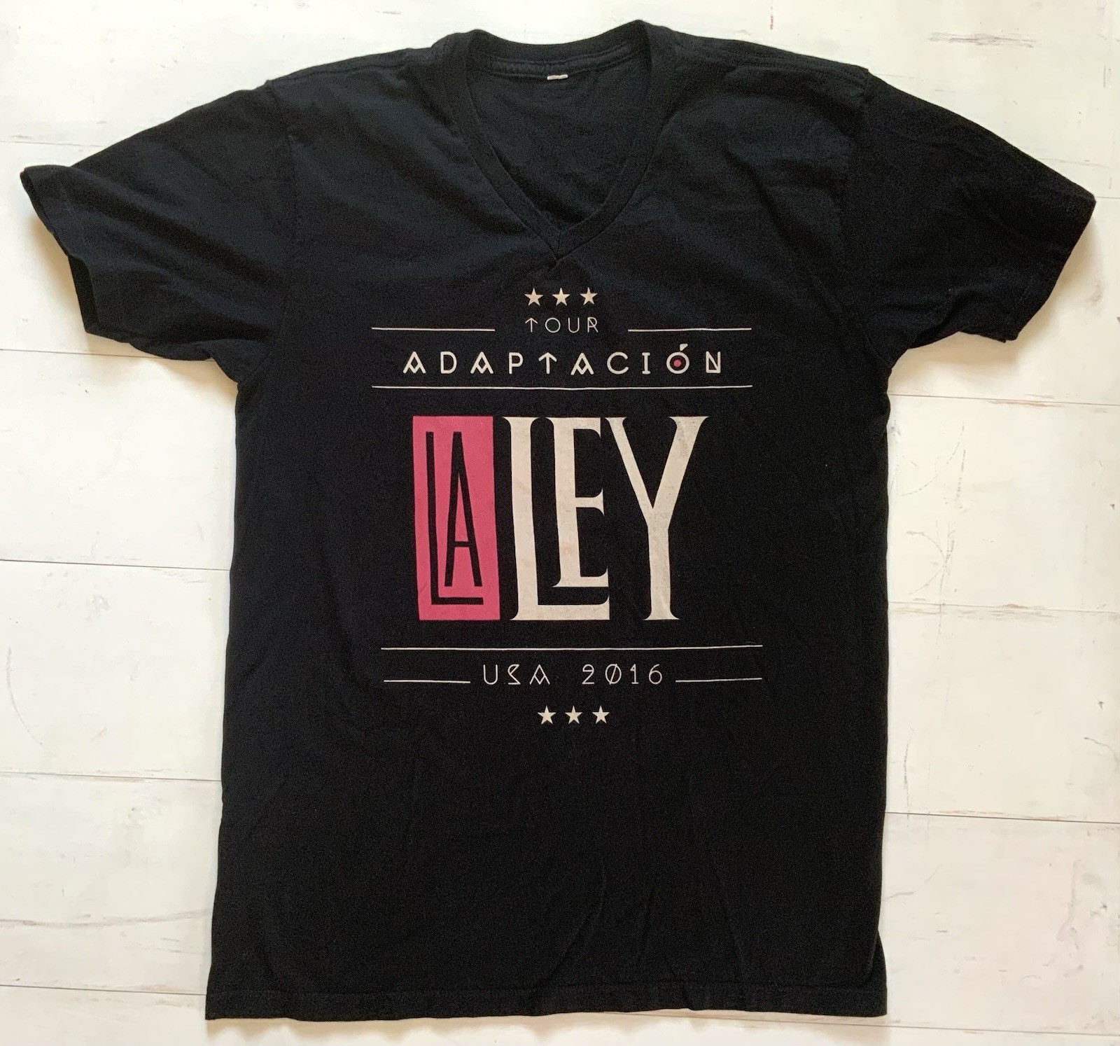 La Ley Banda de Rock T-Shirt 2016 USA Tour V Neck Men's Size Small Black Cotton gallery