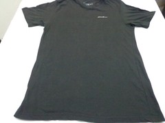 Eddie Bauer Mens Solid Black T Shirt Size Large FITS TIGHT FLAWS