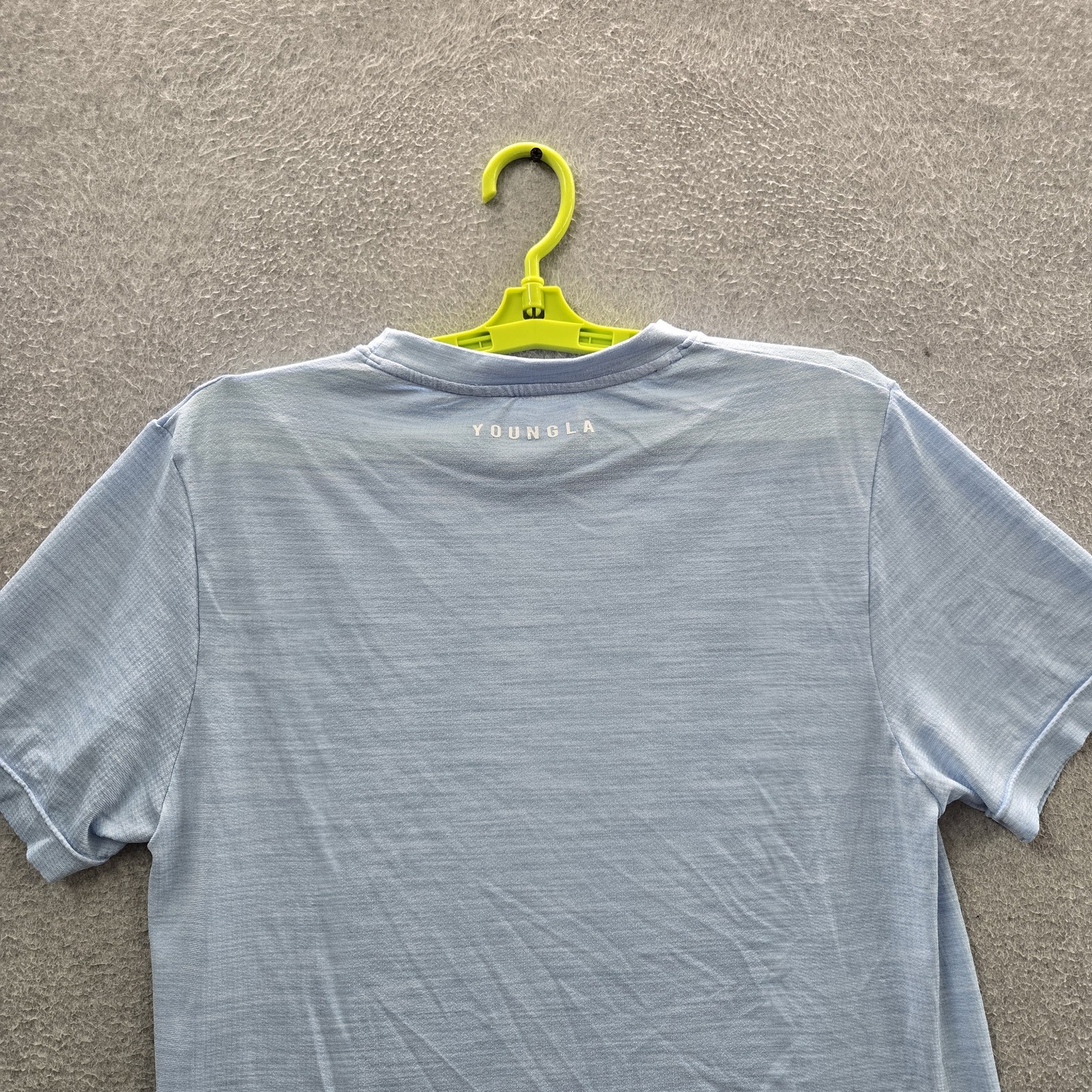 Youngla Men Shirt L Light Blue Logo Short Sleeve gallery