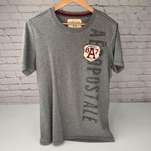 Aeropostale Shirt Men Medium Spell Out NY Dog Patch 87 Retro Work Party Core Ex gallery