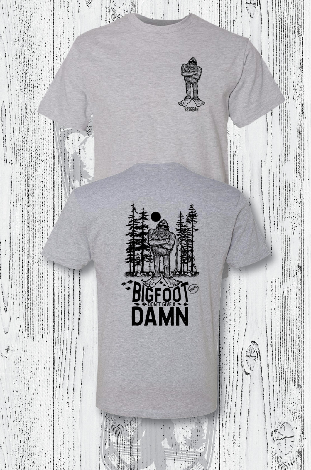 Bigfoot Search Gear T-Shirt Don’t Give a Damn Beach Outdoor Hide Social Funny