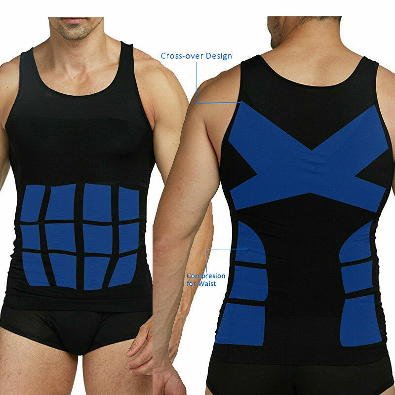 SecondSkin Men's Shaper Cooling T-Shirt Slimming Body Shaper Compression Tops US gallery