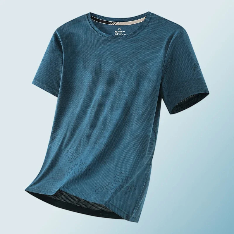 2024 New Large Size T-shirt Men's Summer Thin Ice Silk Quick Dry Half-sleeve Men gallery