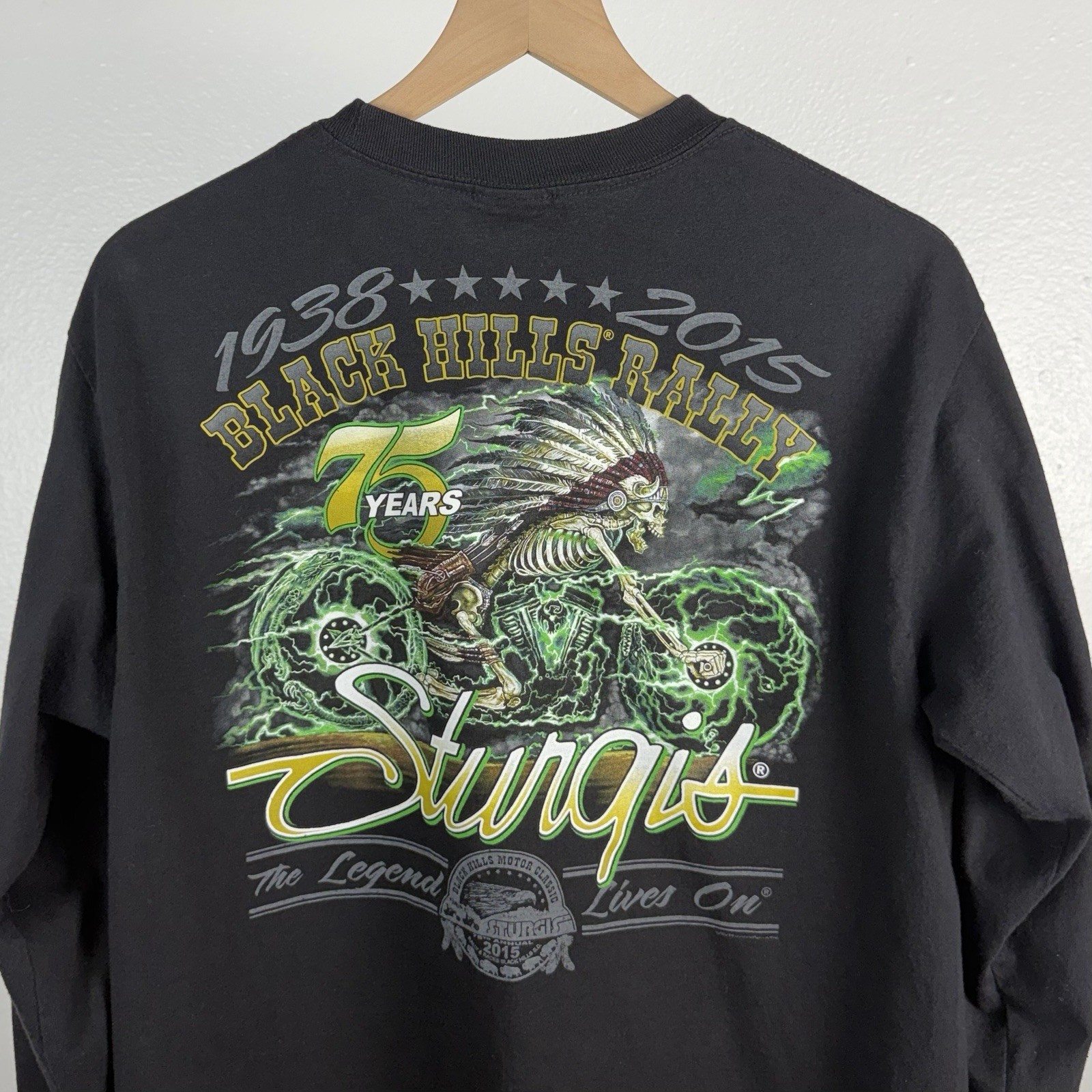 Sturgis Black Hills Rally 75th Anniversary Y2K Long Sleeve T Shirt Size Medium gallery