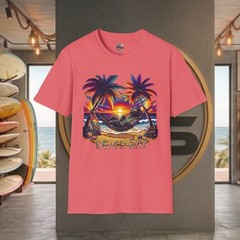 Cool BlacK Labrador Dog Sunglass Sunset Beach Day Surf Unisex SoftStyle T-Shirt