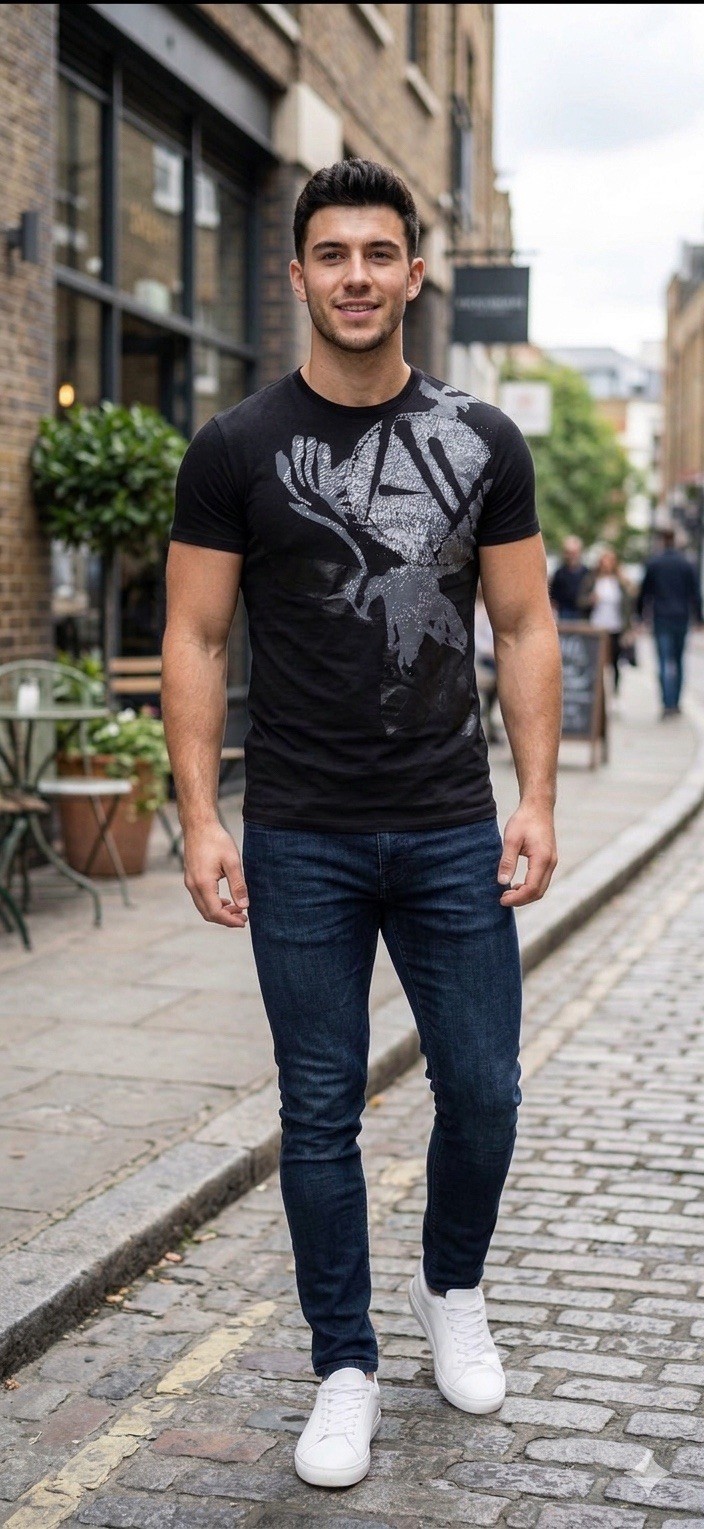 ARMANI EXCHANGE Black EAGLE Short Sleeve Slim Fit Designer Mens T-shirt NWT gallery