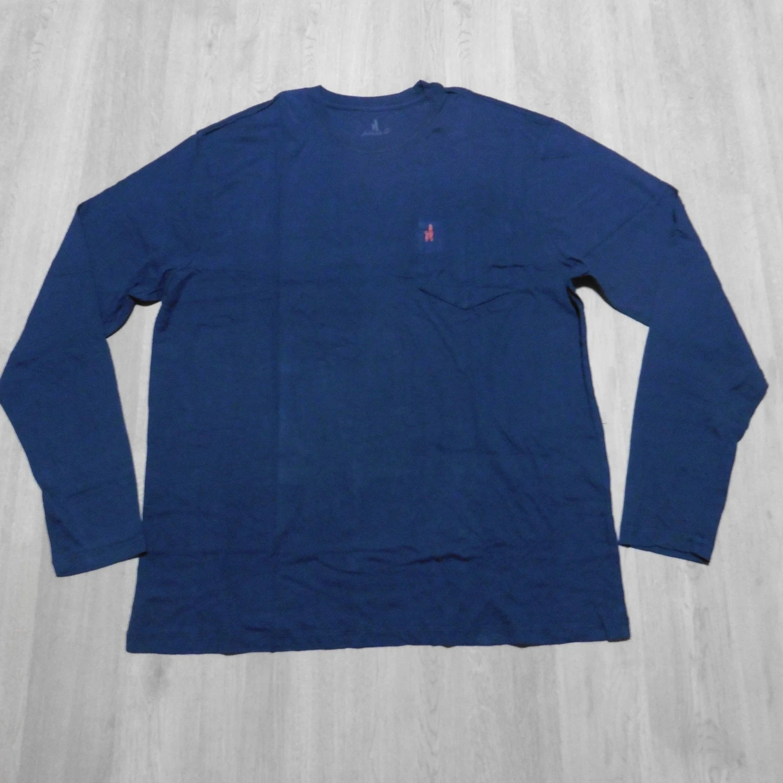 Johnnie-O Men's M Coastal Way Crewneck T-Shirt Navy Blue LS Graphic Print gallery