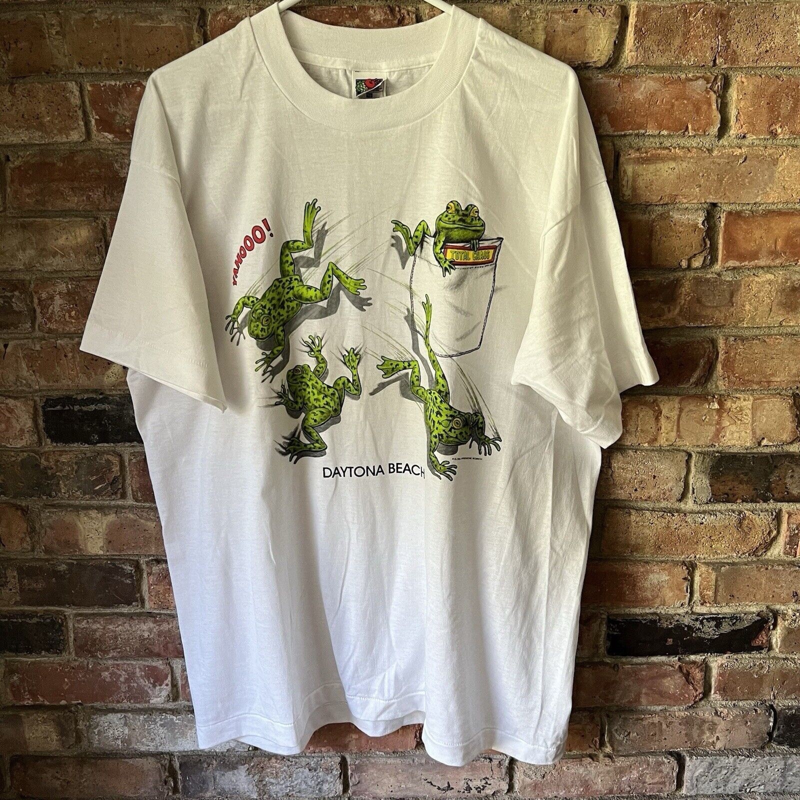 Vintage Y2K Total Chaos Bull Frogs Amphibian Animal Graphic T Shirt XL White gallery