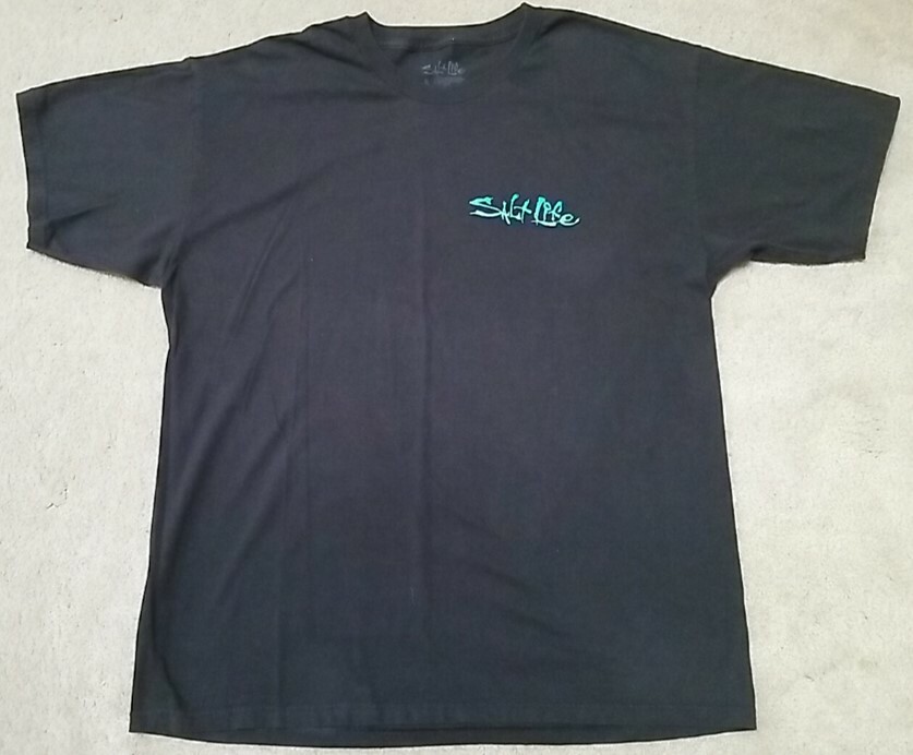 SALT LIFE GROUPER AND SQUID Salt Life Black & Neon Green T-Shirt Men's XL gallery