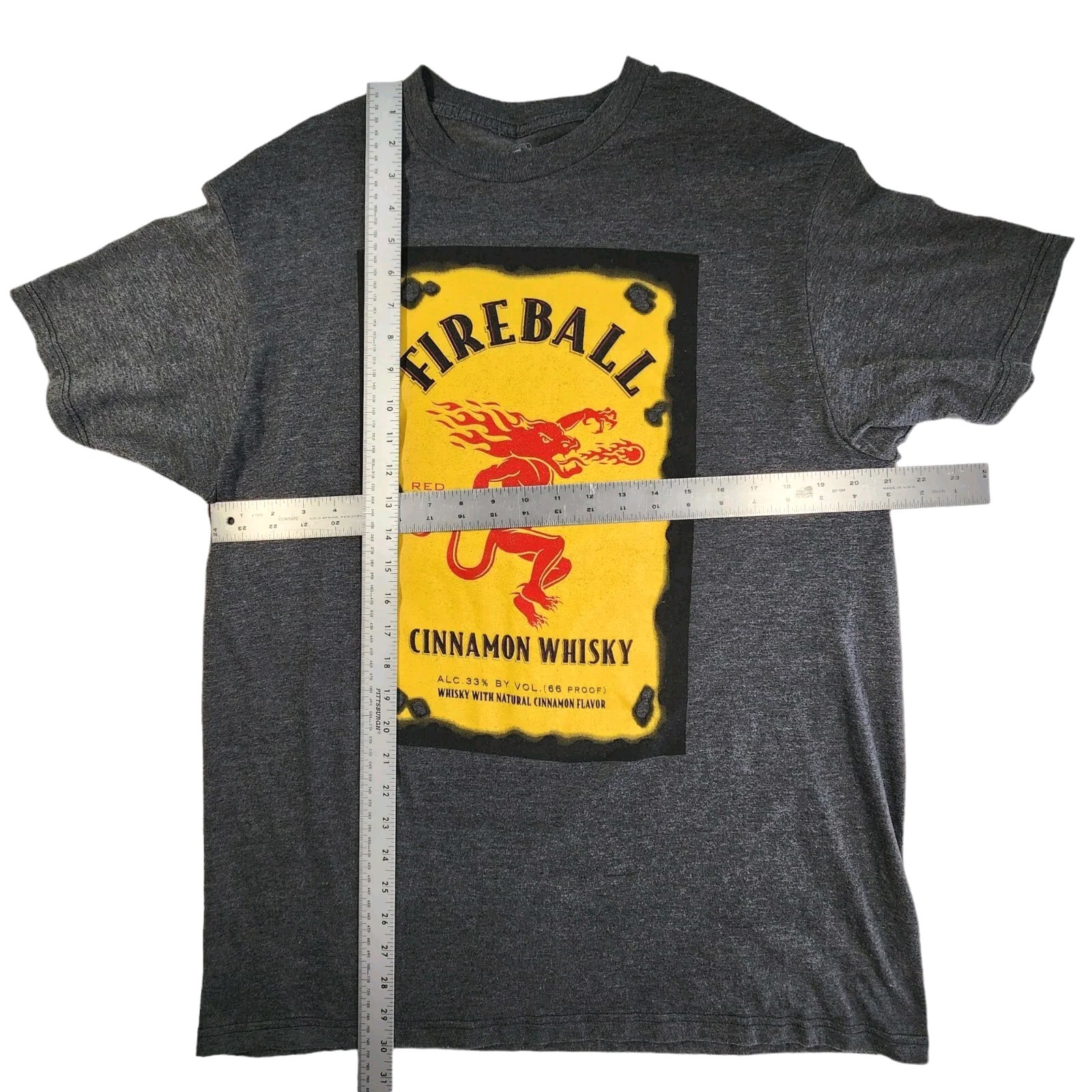 Fireball Whisky T-Shirt Size XL Dark Gray Yellow Red Hot Logo Short Sleeve gallery