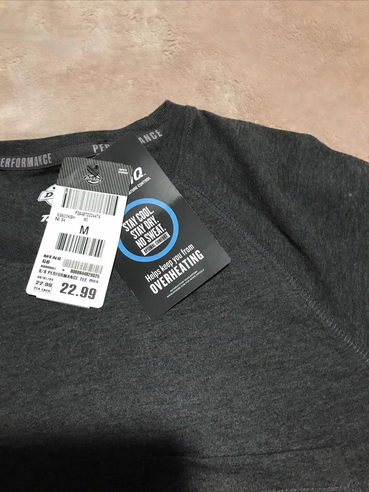 Dickies Performance Tee, Temp-iq Dark Gray M Size, Moisture Wicking gallery