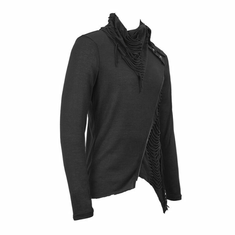 Men's Gothic Asymmetry Top Punk Rock Stage Performance Splicing Long Sleeve Tees gallery