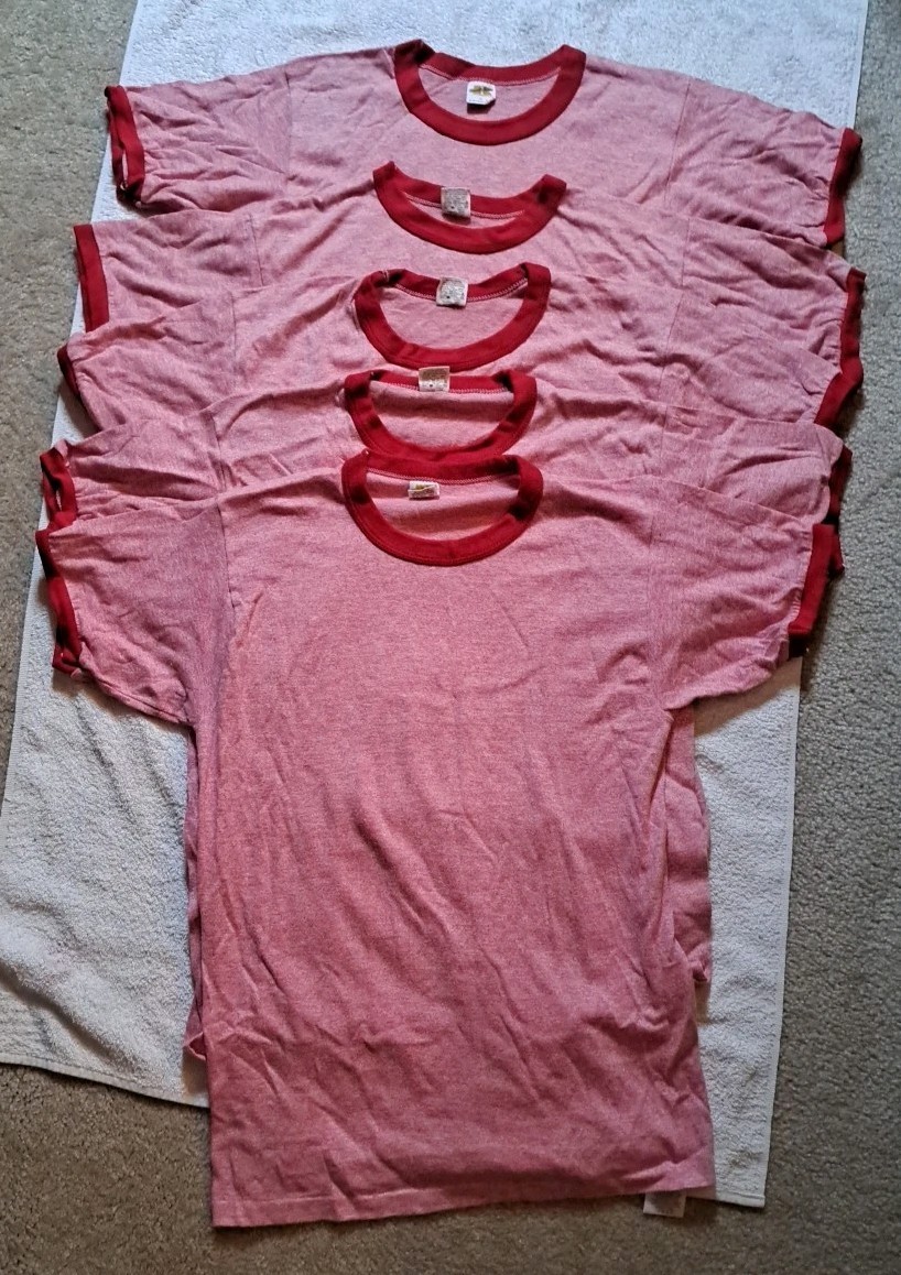 5 Vintage 80s 70s Russell Athletic Ringer Heather Red Tri Blend Medium Blank gallery