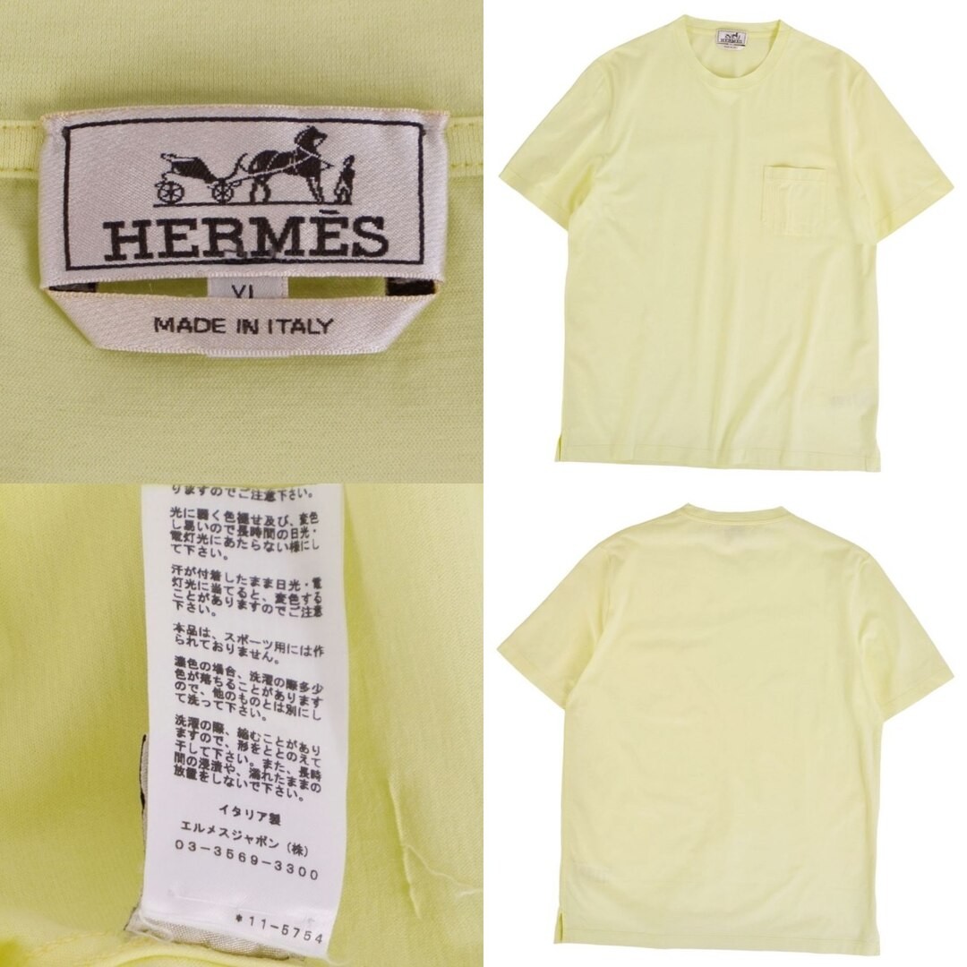 Hermes T Shirt 21SS Top Short Sleeve Cotton Men's XL Yellow Used MOLO-0 gallery