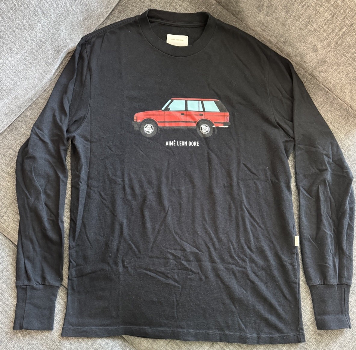 RARE Aime Leon Dore ALD Range Rover Logo Long-Sleeve Tee Black/Red SZ S SMALL