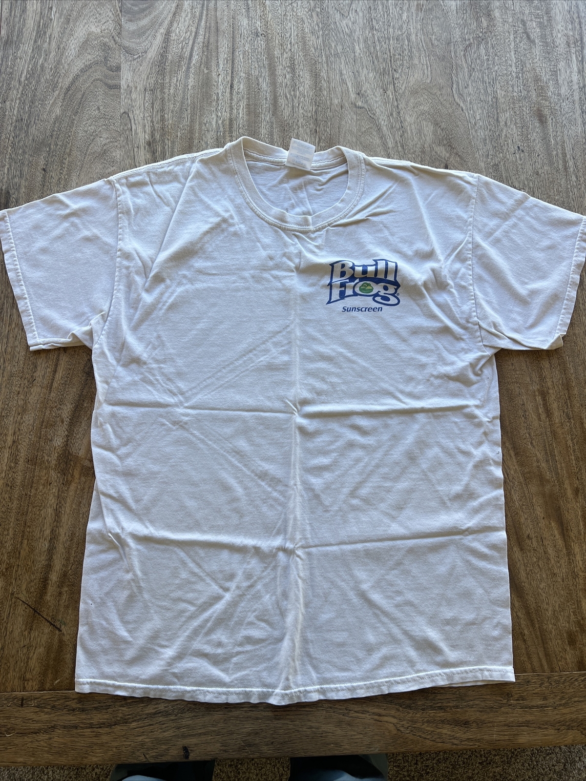 Vintage Bull Frog Surf Wave Sunscreen Gildan 90s Super Rare T Shirt L Blue Logo gallery