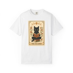 Cat Reading a Book T-shirt, Graphic Tee, Animal Lover Shirt, Bookworm Gift, Cat