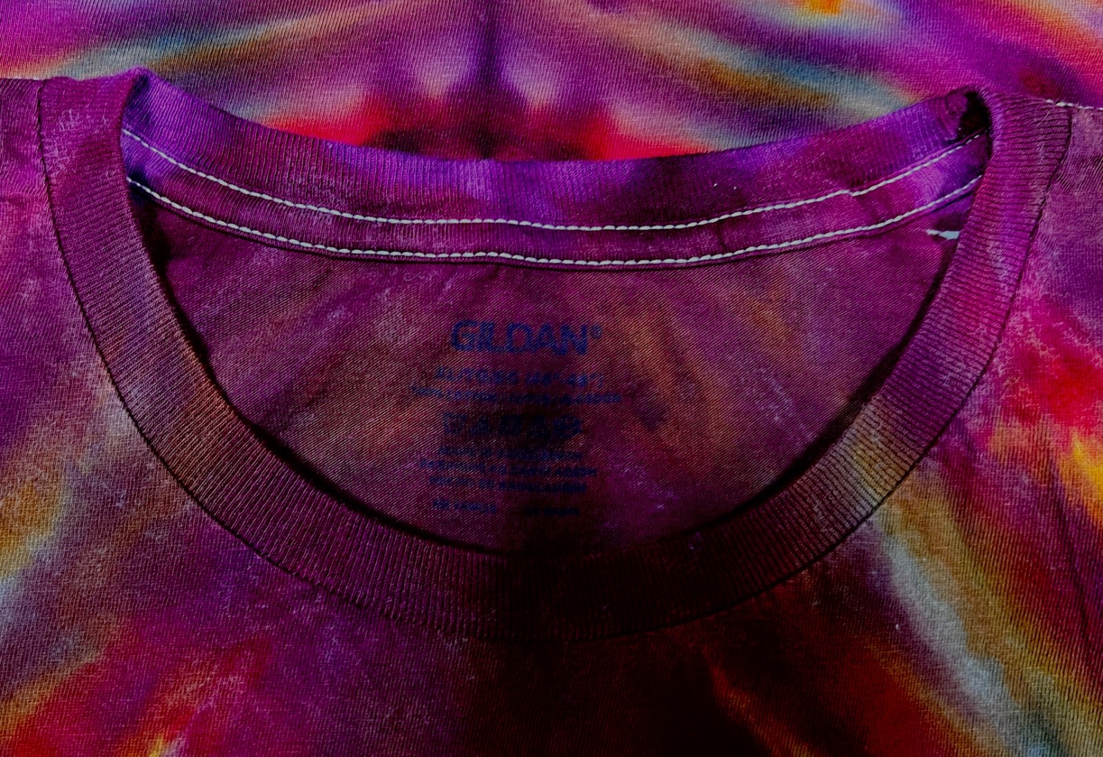 Handmade Ice Tie Dye T-Shirt XL Mens Womens Soft Cotton Maroon Orange Fanfold gallery