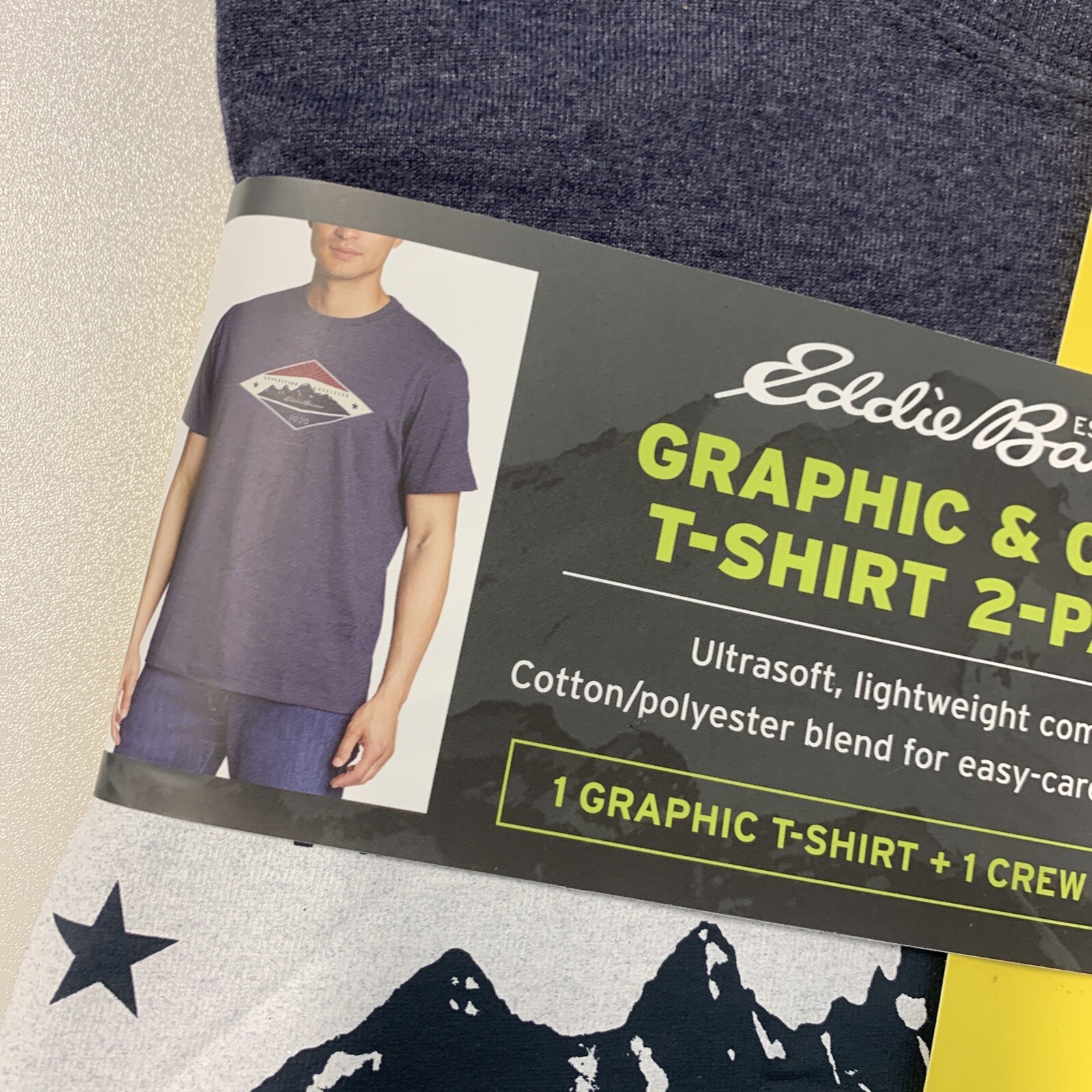 Eddie Bauer Graphic & Crew T-shirt 2-Pack NEW Mens Expedition LOGO NEW. SMALL S gallery