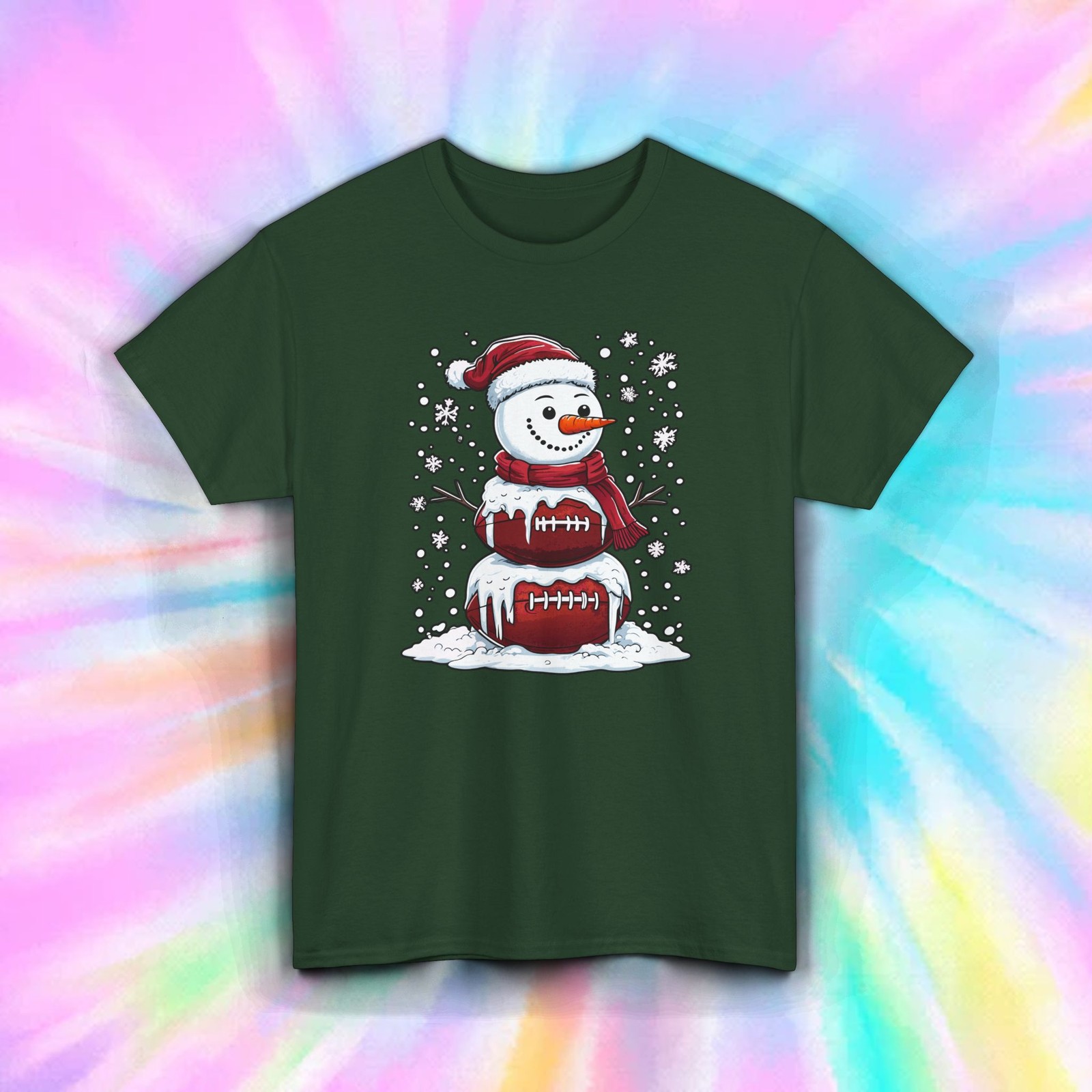 Football Snowman Shirt | Funny Christmas Sports Winter Holiday Fan Tee S–5XL