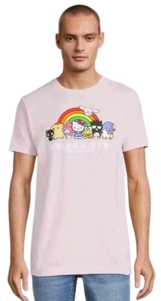 Sanrio Hello Kitty T-Shirt Mens S (34-36) Pink Graphic Lightweight Knit Cotton gallery