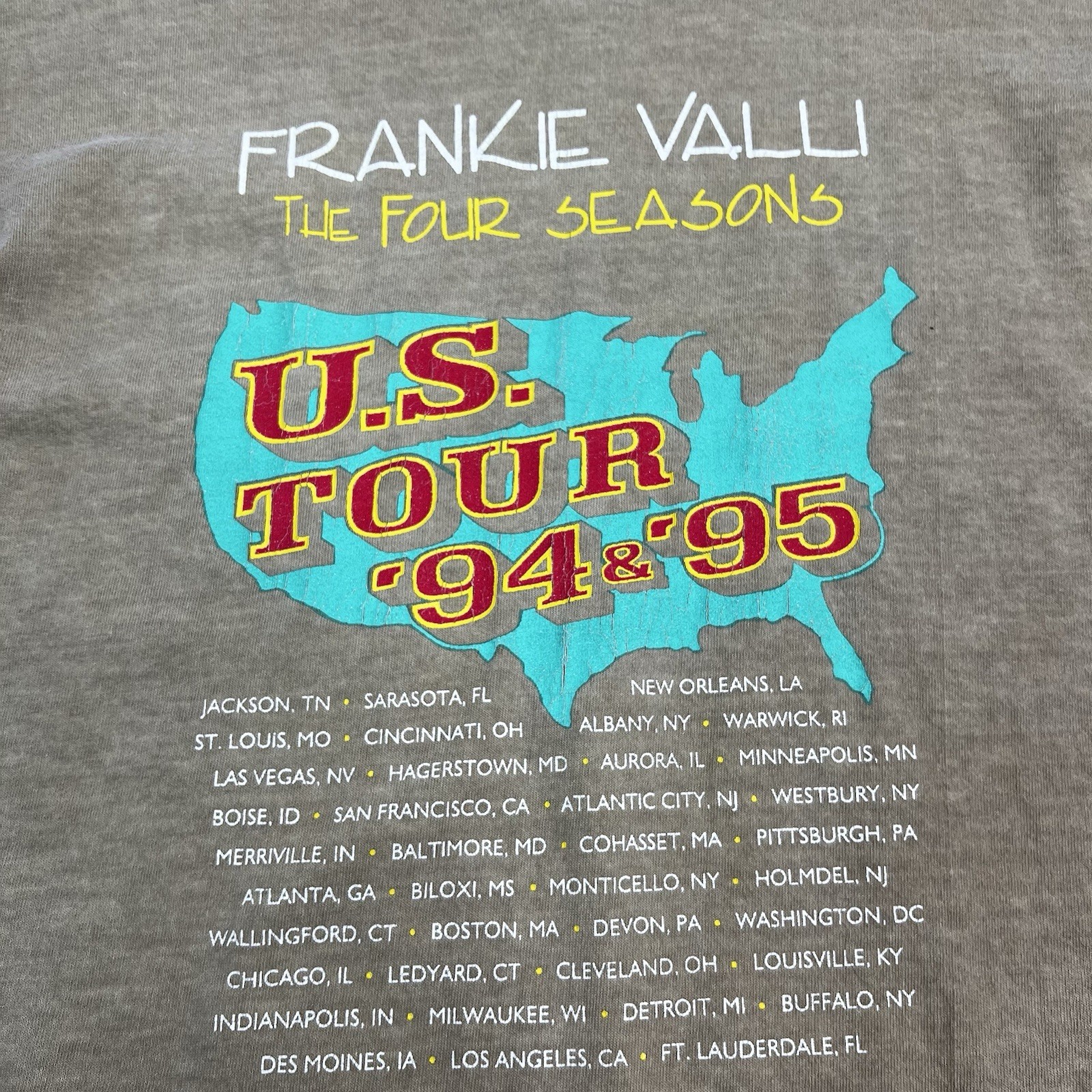 Vintage 1995 Frankie Vallie Four Seasons Band Tour T Shirt Excellent Size M gallery