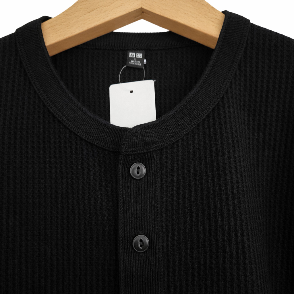 UNIQLO Waffle Henley Neck T-Shirt XS-4XL Men Regular Fit 482766 NWT gallery