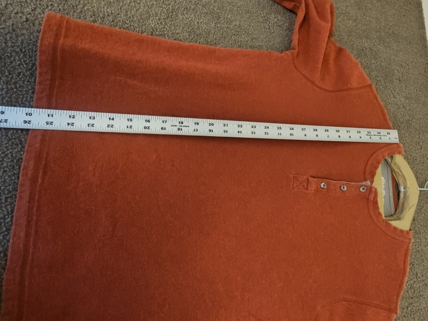 Eddie Bauer Mens Large Henley orange Ultrasoft long Sleeve pull on gallery