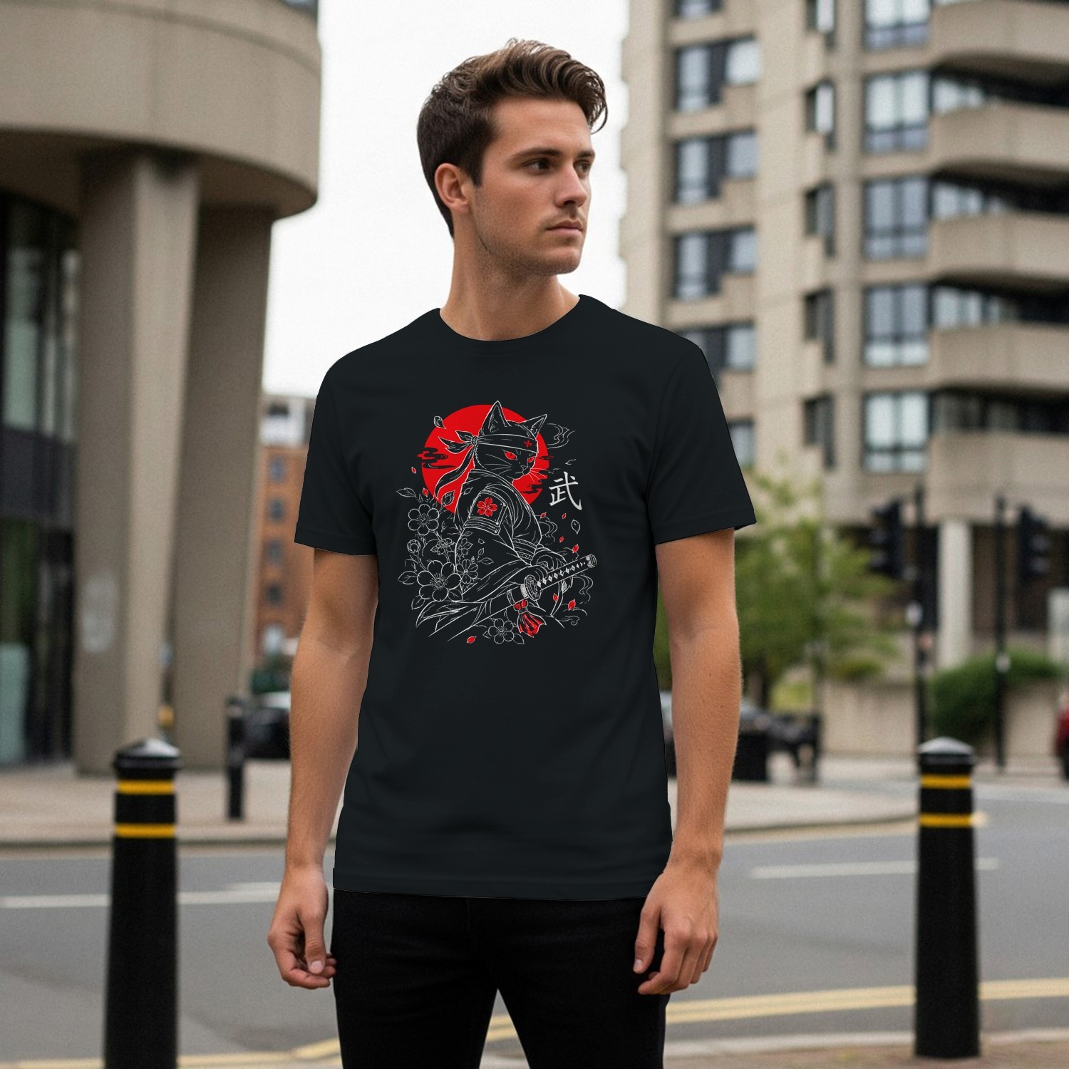 Samurai Cat with Katana Men's T-shirt gallery