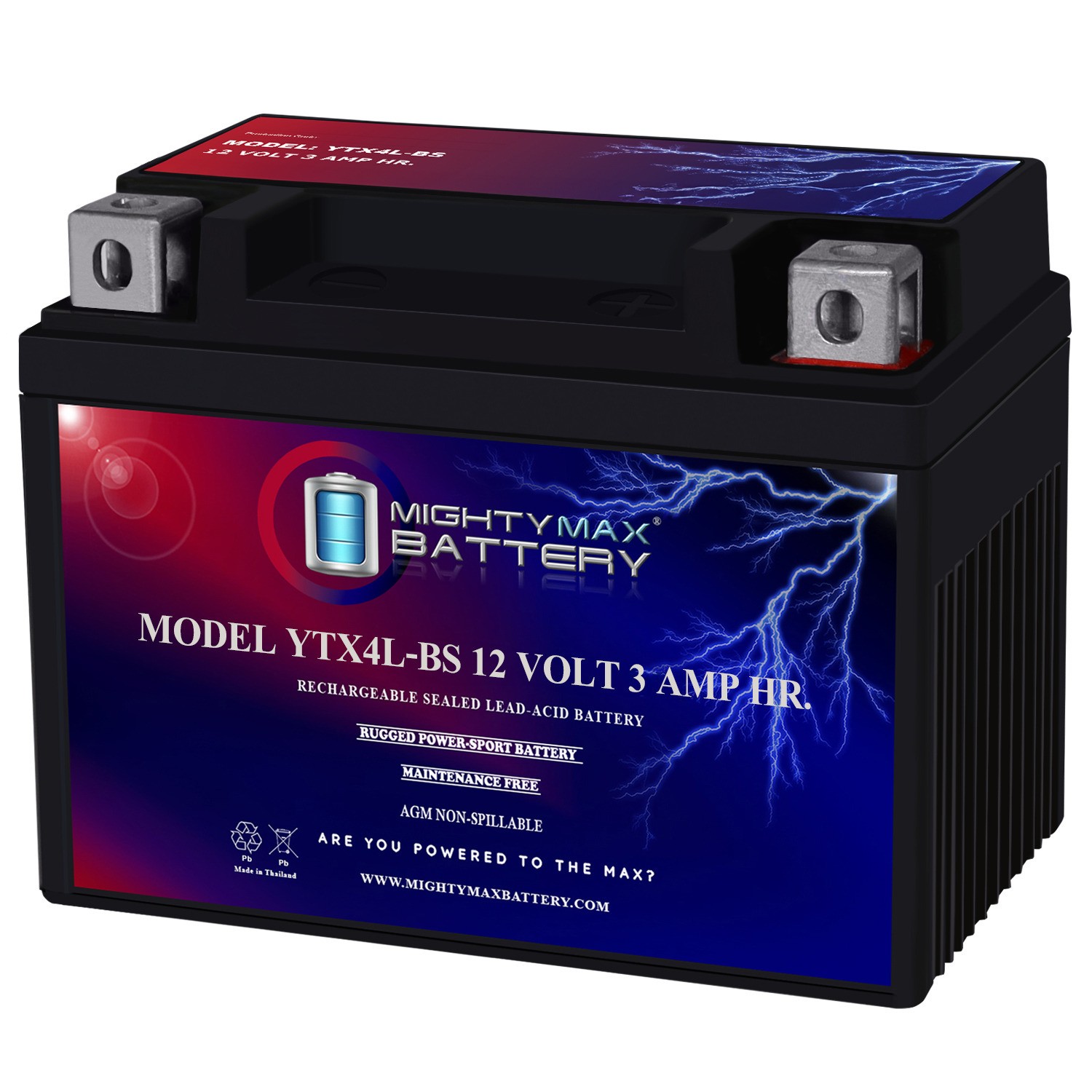 Mighty Max YTX4L-BS AGM Battery Compatible with CBR600F4i, 600RR, CBR600RR