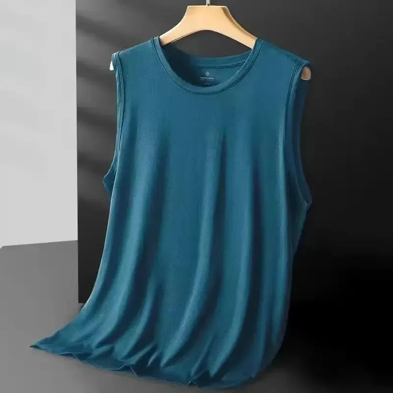 Men's Ice Silk Mesh Vest Lightweight Sports Summer Wear Sleeveless T-shirt Tank gallery