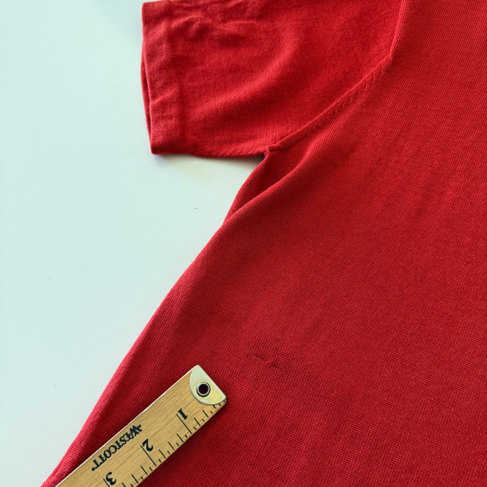 Sheep Inc Mens MEDIUM Ultra-Fine Merino Wool Knit T-Shirt Red Traceable Portugal gallery