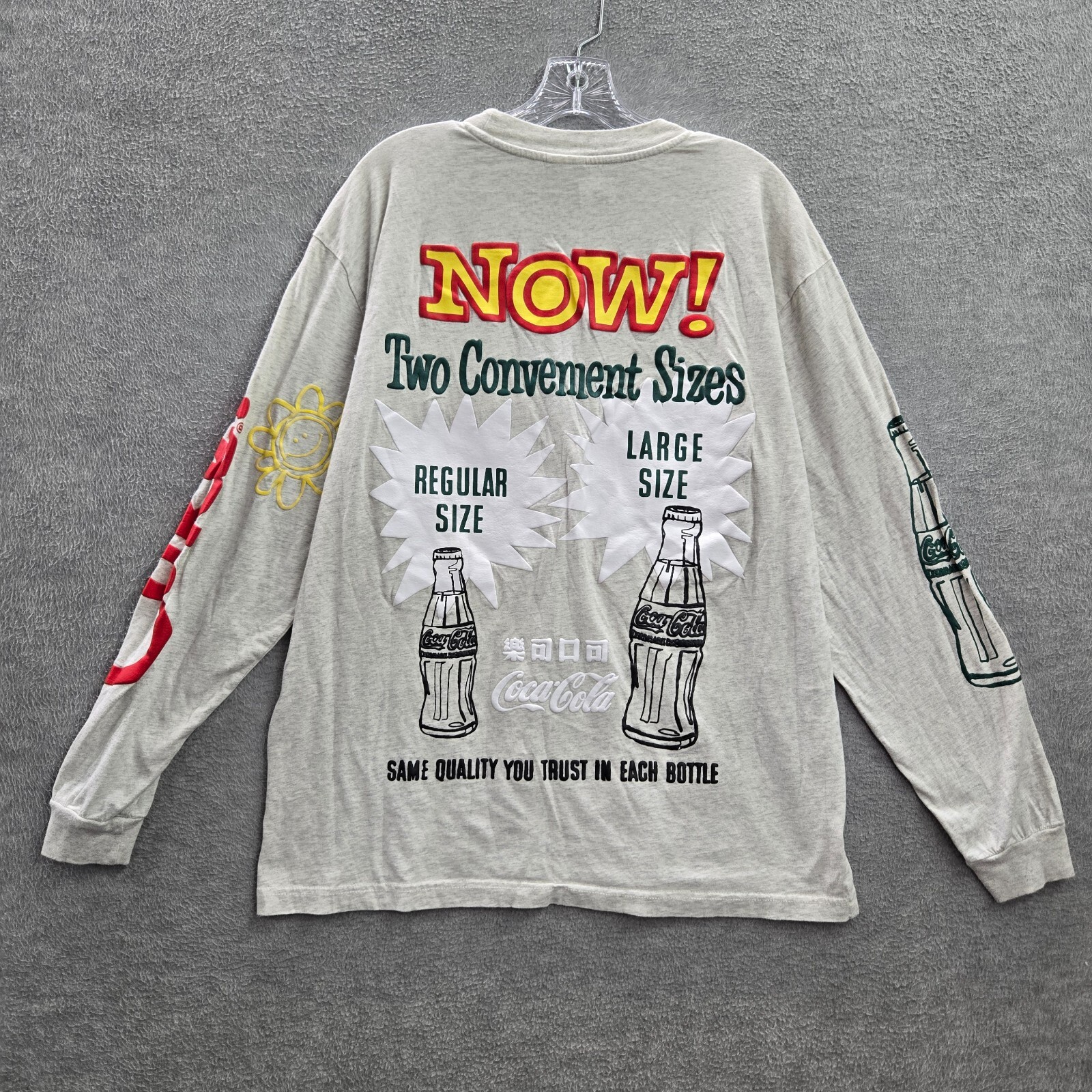 Coca Cola x Pacsun Men Shirt Large Gray Logo Classic Bottle Long Sleeve Tee gallery