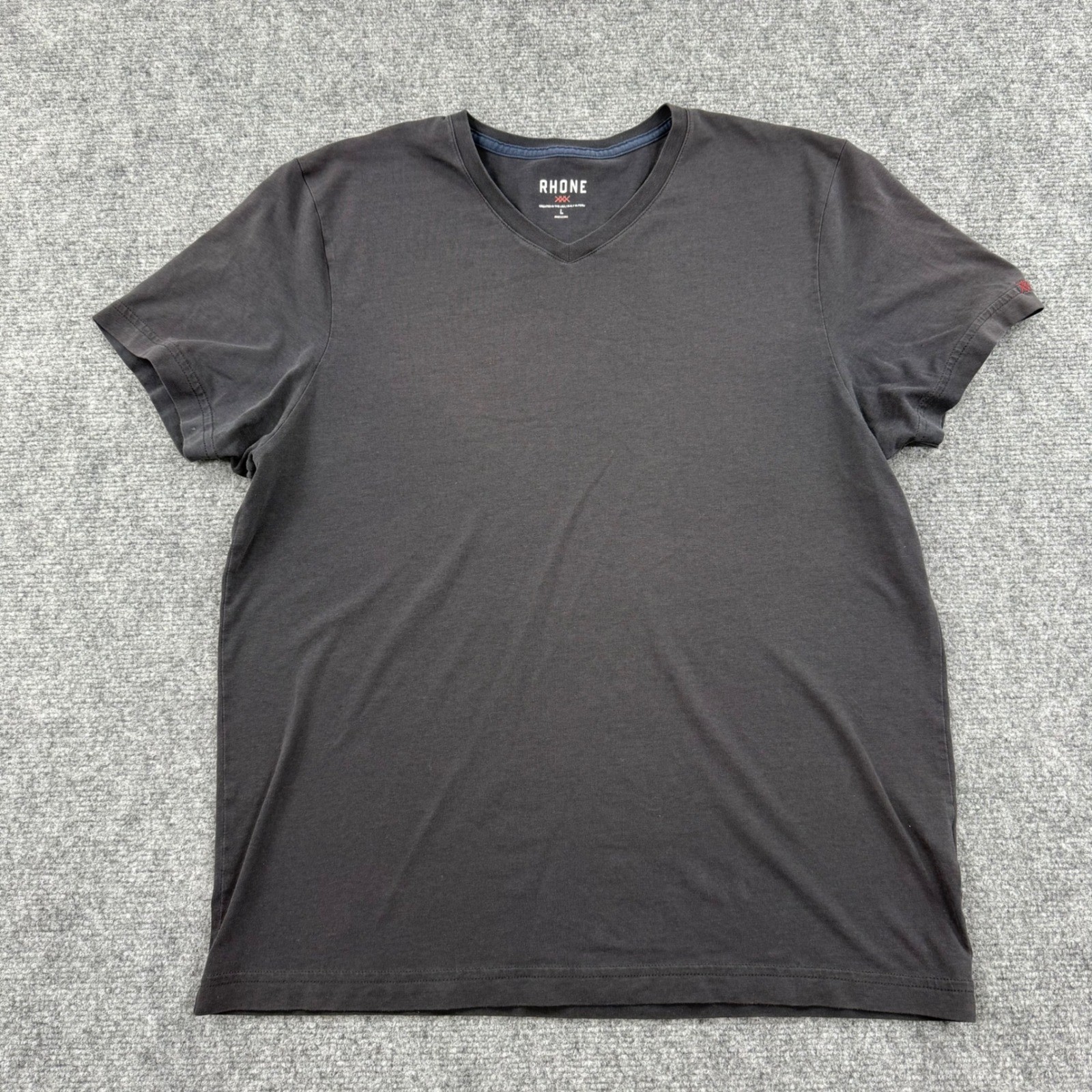 RHONE Mens V Neck T Shirt L Gray Cotton Polyester Spandex Short Sleeve Casual gallery