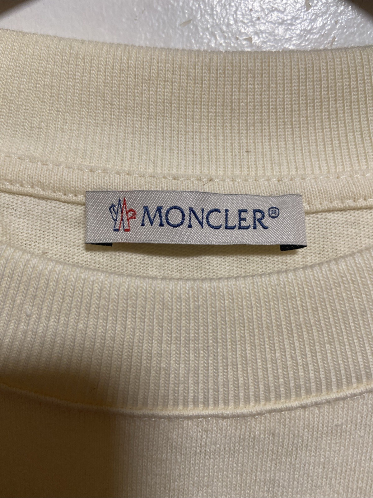 NewNT. MONCLER Patch Logo T-Shirt Tee Off White PALM ANGELS Classic Men's Sz 8 L gallery