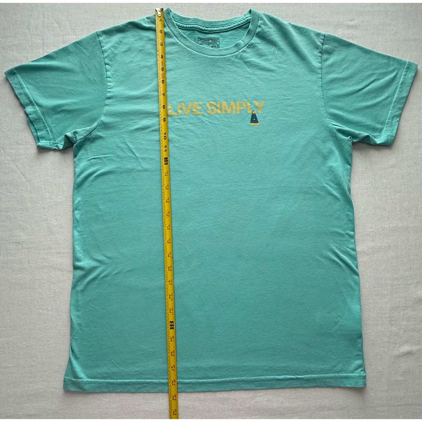 Patagonia Mens Live Simply Graphic T-Shirt Teal Green Slim Fit Large Cotton Mix gallery
