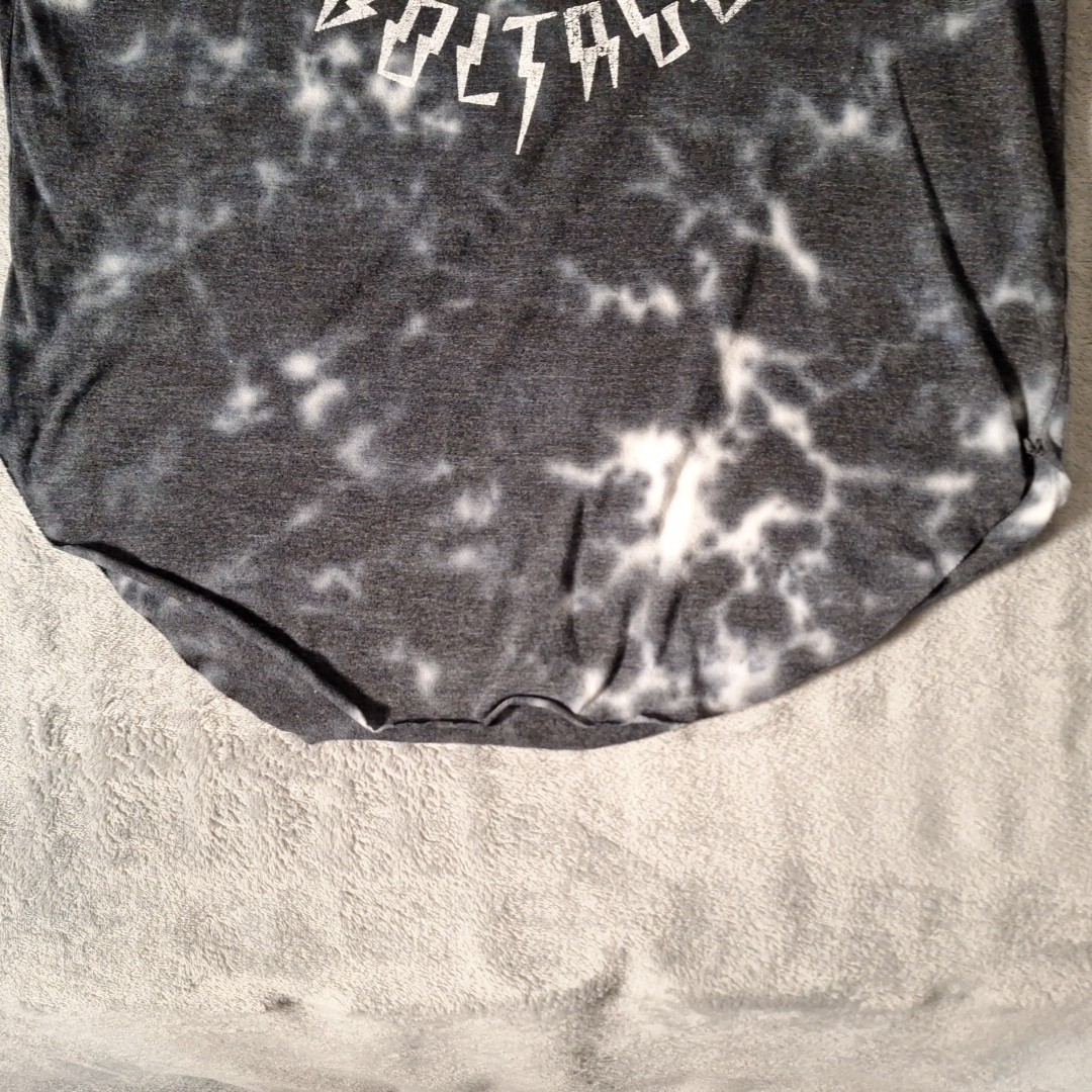 AC/DC High Voltage Graphic Gray Tie Dye T-Shirt Size Medium Black White gallery