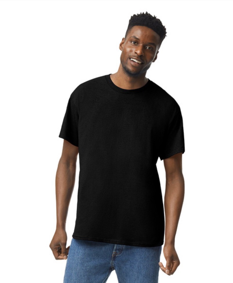Brand New First Quality Gildan Black Heavy Cotton Adult Short Sleeve Tee, Size L
