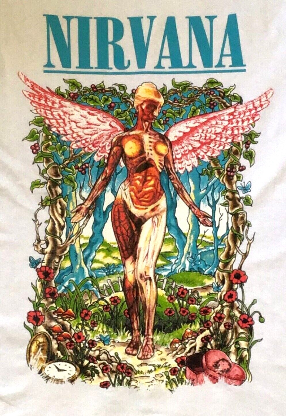 NEW- NIRVANA - ANGEL - In Utero- WHITE BAND T-SHIRT gallery