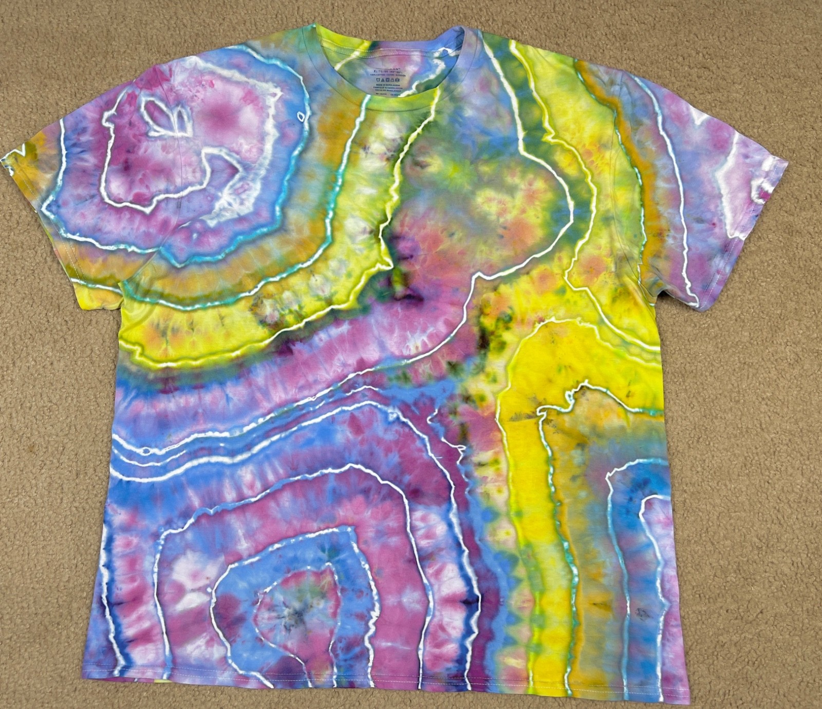 Handmade Ice Tie Dye T-Shirt XL Mens Womens Soft Cotton Pastel Geode gallery