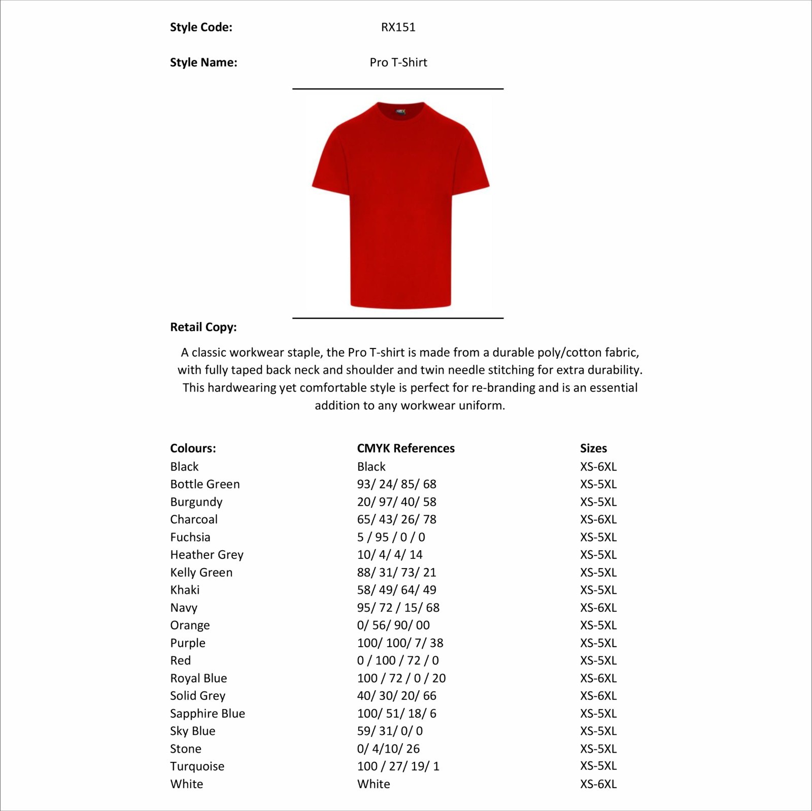 Pro RTX 3-Pack Workwear T-Shirt XS-6XL Plain Polycotton Crew Neck Uniform Tee gallery