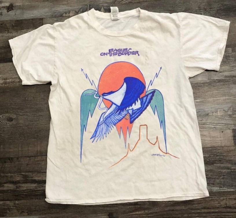 Vintage 90s Eagles On The Border T Shirt band Concert tour rock