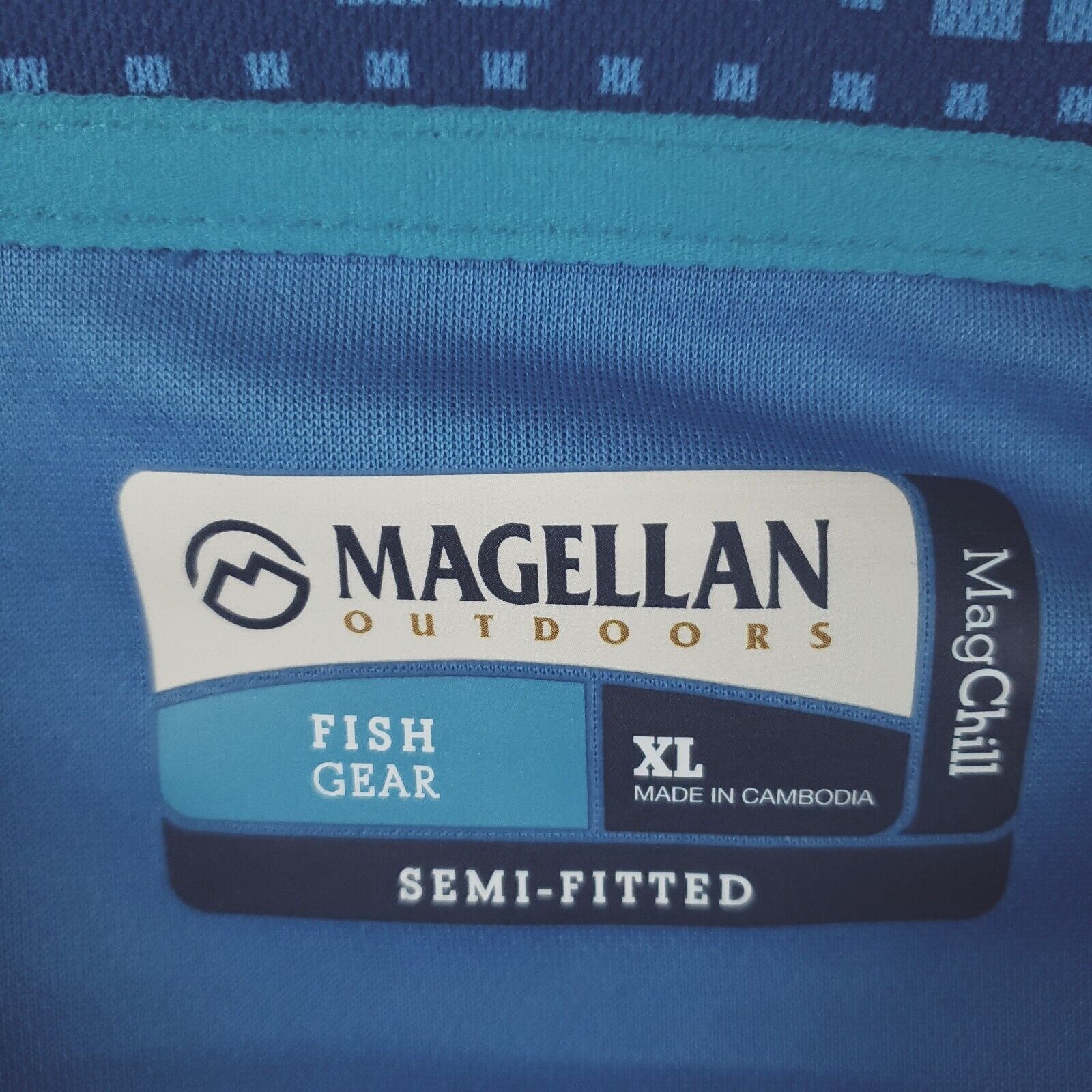 Magellan Shirt Mens XL Blue Fish Gear MangaChill Semi-Fitted Camouflage gallery